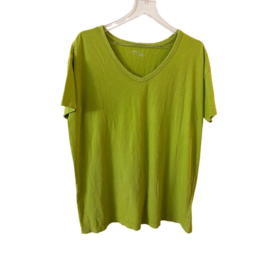 Aerie Lime Green V-Neck Short Sleeve 100% Cotton Relaxed Fit Tee Size Medium NWT